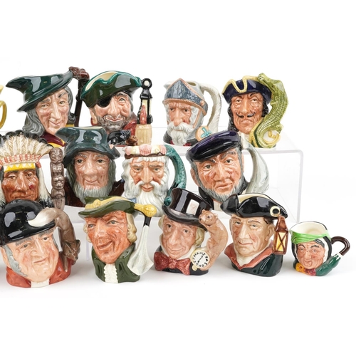 709 - Eighteen Royal Doulton character jugs including North American Indian, Dick Turpin and Don Quixote, ... 