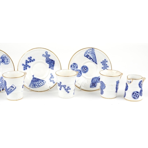 53 - Royal Worcester, Victorian aesthetic naturalistic teaware decorated in the chinoiserie manner with f... 