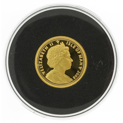 2046 - Elizabeth II Isle of Man 2008 proof pure gold Angel, Special Edition 25th anniversary housed in a Po... 