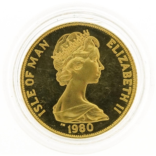 2045 - Elizabeth II Isle of Man 1980 gold proof crown commemorating Queen Mother's 80th birthday