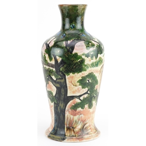 547 - Large Cobridge baluster vase hand painted with farmers, limited edition 79/150, 31.5cm high