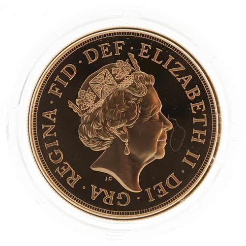 2040 - Elizabeth II 2015 brilliant uncirculated five-sovereign piece by The Royal Mint with fitted case, di... 