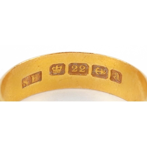 2266 - Victorian 22ct gold wedding band, Birmingham 1900, size O, 4.0g