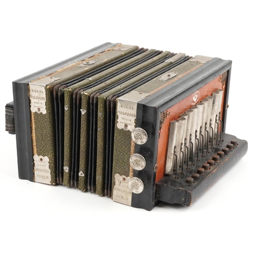 1693 - Regal Melodeon, Early 20th century German ebonised accordion, 26cm wide