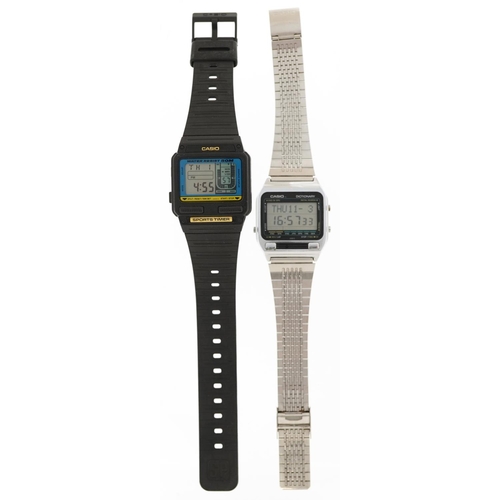 2771 - Casio, two vintage Casio digital wristwatches with paperwork comprising Casio Dictionary and Casio S... 