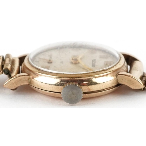 2528 - Rotary, ladies 9ct gold manual wind wristwatch having Arabic numerals on a gold plated strap, 22mm i... 