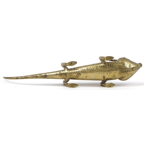 413 - Antique Asian brass chameleon, possibly Indian, 28cm in length