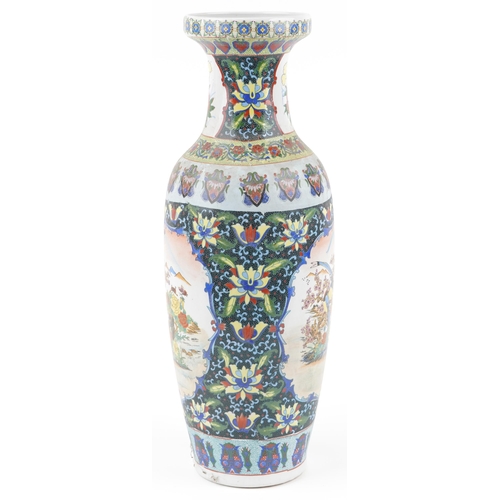 1289 - Large Chinese porcelain vase decorated with birds of paradise amongst flowers in landscapes, 62cm hi... 