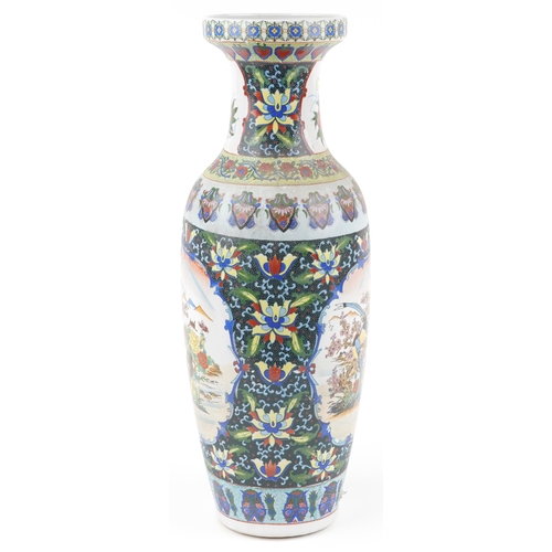 1289 - Large Chinese porcelain vase decorated with birds of paradise amongst flowers in landscapes, 62cm hi... 