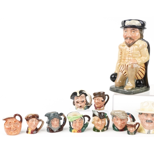 710 - Royal Doulton character jugs including Sir Francis Drake, The Clown, The Bowls Player, Long John Sil... 