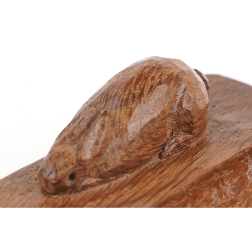 59 - Peter Rabbitman Heap of Wetwang adzed oak ashtray carved with a rabbit, 10cm wide