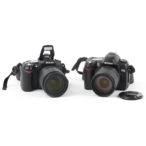 1671 - Two Nikon cameras with lenses comprising D 90 with Nikon DX AF-F Nikkor 18-105mm lens and D70 with N... 