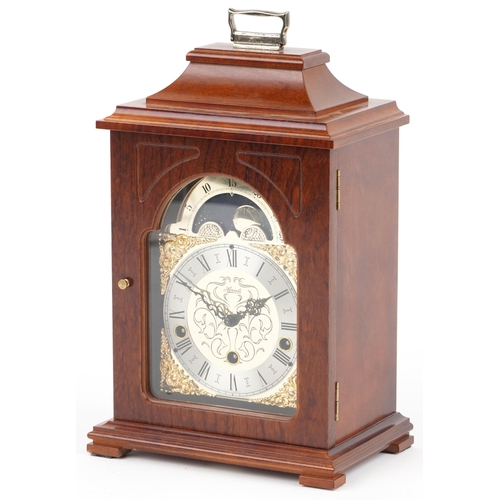 367 - Franz Hermle, German mahogany bracket clock with Westminster chime striking on eight rods and moon p... 