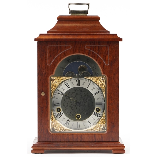 367 - Franz Hermle, German mahogany bracket clock with Westminster chime striking on eight rods and moon p... 