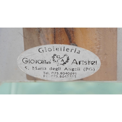 1862 - Giovanni Aristrel, Italian glass and white metal presentational piece with metal plaque engraved Pal... 