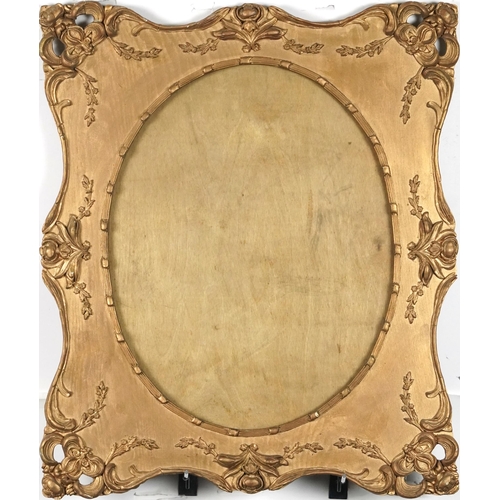 1705 - Two classical gilt picture frames with oval apertures, the largest overall 66cm x 55.5cm, the larges... 