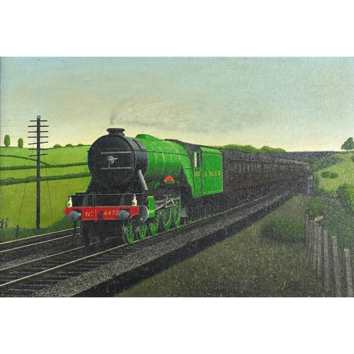 1666 - London North East Railway Locomotive, railwayana interest oil on board, framed, 54cm x 37cm excludin... 