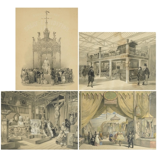 Recollections of The Great Exhibition 1851, four 19th century lithographs published by Day & Son comprising The Turkish Court, The Agricultural Court, The Coalbrookdale Dome and In the Fine Arts Court, each mounted, framed and glazed, the largest 42cm x 31.5cm excluding the mount and frame