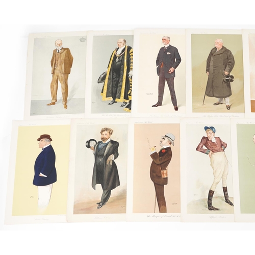 769 - Fifteen vintage spy cartoon prints including examples entitled The Right Honourable Sir Thomas Vezer... 