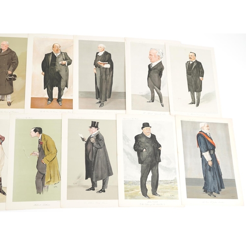 769 - Fifteen vintage spy cartoon prints including examples entitled The Right Honourable Sir Thomas Vezer... 