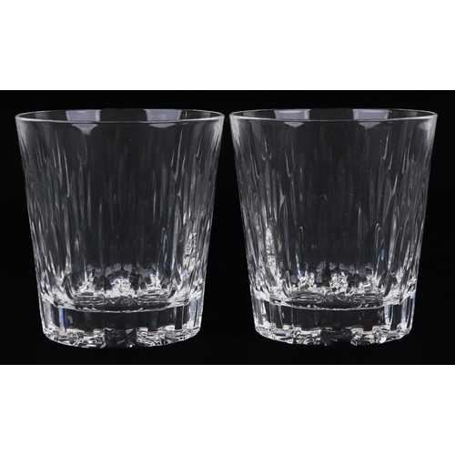 743 - Pair of Harrods crystal glasses housed in a fitted box, each glass 8cm high