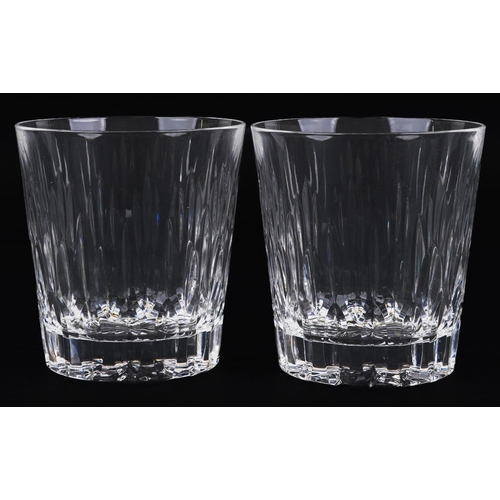 743 - Pair of Harrods crystal glasses housed in a fitted box, each glass 8cm high