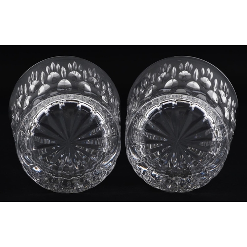 743 - Pair of Harrods crystal glasses housed in a fitted box, each glass 8cm high