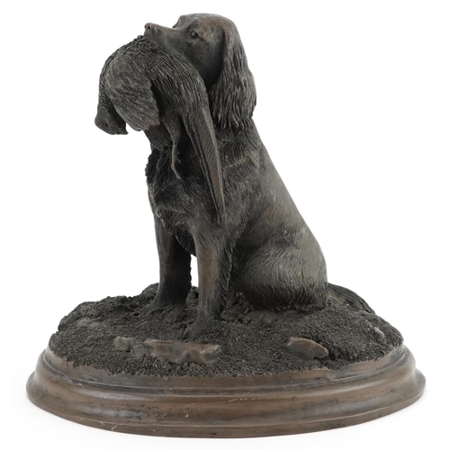 470A - David Hughes, contemporary cold cast bronze statue of a gundog with it's catch, limited edition of 2... 