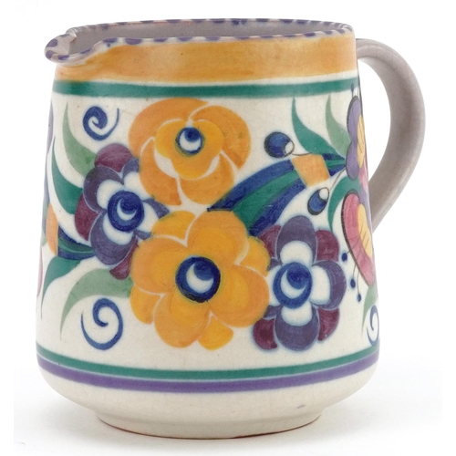 582 - Early 20th century Poole Carter, Stabler & Adams jug hand painted with stylised flowers, incised 319... 