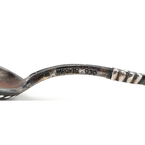 1497 - French silver guilloche enamel teaspoon and a vintage Steven's silver plated vesta, the largest 10cm... 