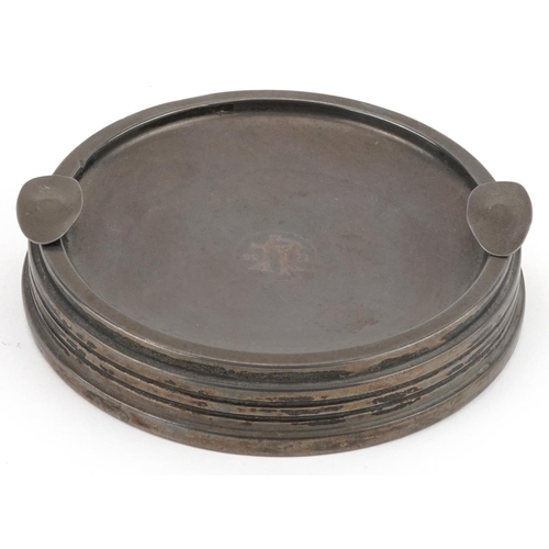 396 - Sanders & Mackenzie, Elizabeth II circular silver and ebony ashtray, Birmingham 1958, 12.2cm in diam... 