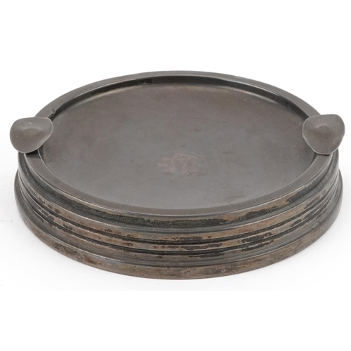 396 - Sanders & Mackenzie, Elizabeth II circular silver and ebony ashtray, Birmingham 1958, 12.2cm in diam... 