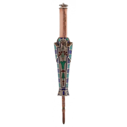 150 - Egyptian Revival unmarked silver enamel propelling pencil in the form of Tutankhamun, 8cm in length ... 