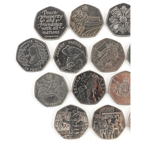 2194 - Twenty Elizabeth II fifty pence pieces, various designs including London 2012 Olympics and Victoria ... 