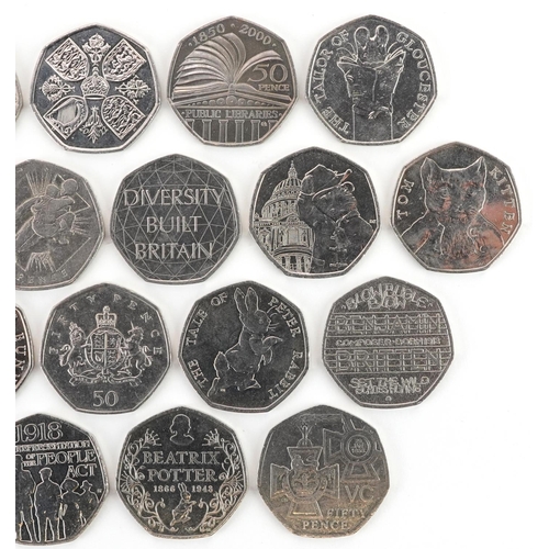 2194 - Twenty Elizabeth II fifty pence pieces, various designs including London 2012 Olympics and Victoria ... 