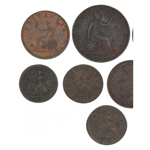 2101 - George III and later British coinage comprising two pennies dates 1806 and 1856, three half pennies ... 