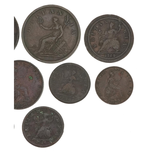 2101 - George III and later British coinage comprising two pennies dates 1806 and 1856, three half pennies ... 