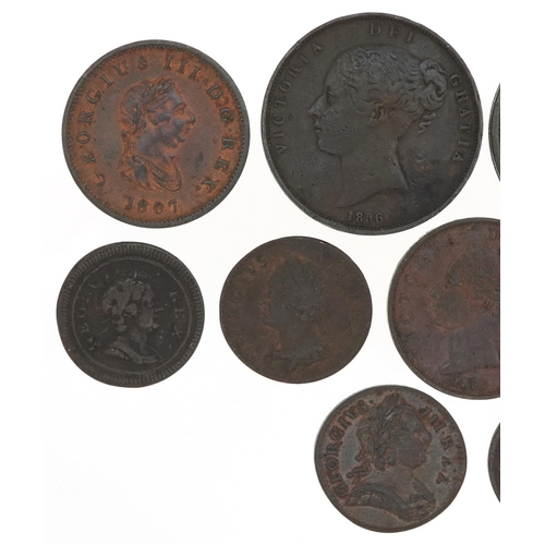 2101 - George III and later British coinage comprising two pennies dates 1806 and 1856, three half pennies ... 