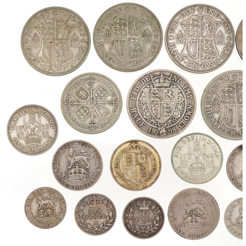 2075 - Victorian and later British coinage including 1898 half crown, 1866 sixpence and shillings, 140g