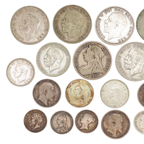 2075 - Victorian and later British coinage including 1898 half crown, 1866 sixpence and shillings, 140g