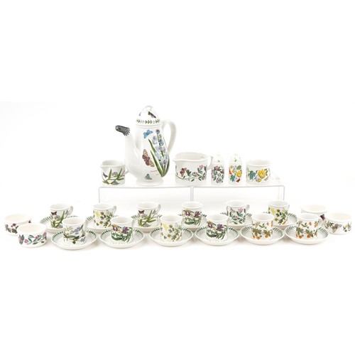 720 - Portmeirion Botanic Garden teaware including coffee pot, set of twelve coffee cans with saucers and ... 