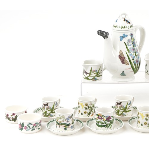 720 - Portmeirion Botanic Garden teaware including coffee pot, set of twelve coffee cans with saucers and ... 