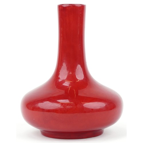 389 - Large Bernard Moore red flambe vase, inscribed BM England to the base, 26.5cm high