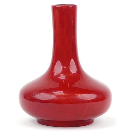 389 - Large Bernard Moore red flambe vase, inscribed BM England to the base, 26.5cm high