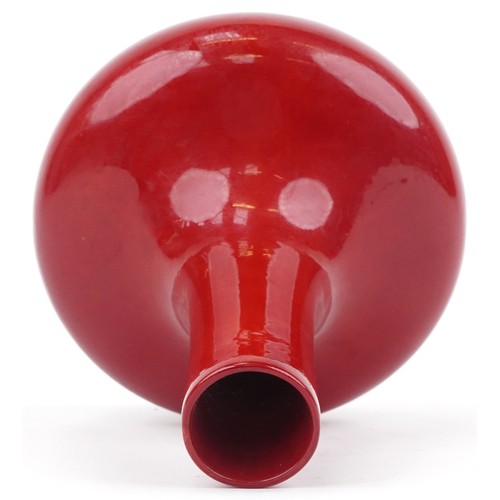 389 - Large Bernard Moore red flambe vase, inscribed BM England to the base, 26.5cm high