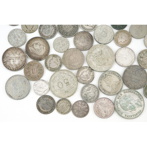 2116 - Antique and later world coinage, mostly silver, including German mark, New Zealand two and a half sh... 