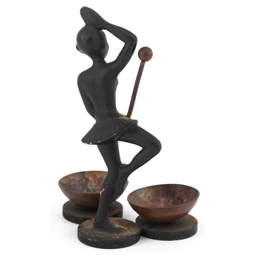 443 - Manner of Franz Hagenauer, early 20th century Austrian bronze statue of a semi nude African dancer, ... 