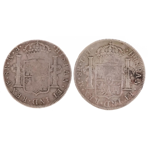 2110 - Two Spanish silver eight reales comprising Ferdinand VII 1809 and Charles III 1772, 50g