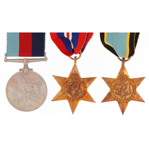 1812 - Three British military World War II medals with box of issue including Air Crew Europe star, the box... 