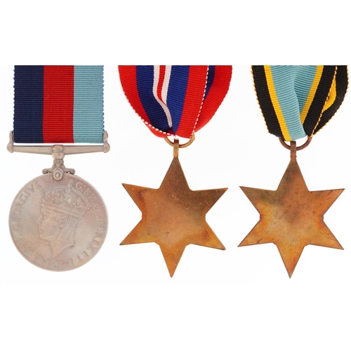 1812 - Three British military World War II medals with box of issue including Air Crew Europe star, the box... 